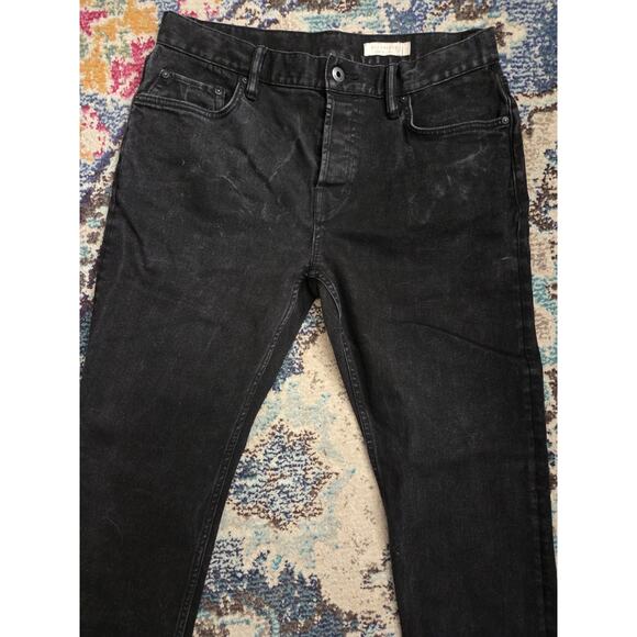 All Saints Jeans Men's Carter Button Fly Straight Leg in Black Size 32x29 - Picture 3 of 11